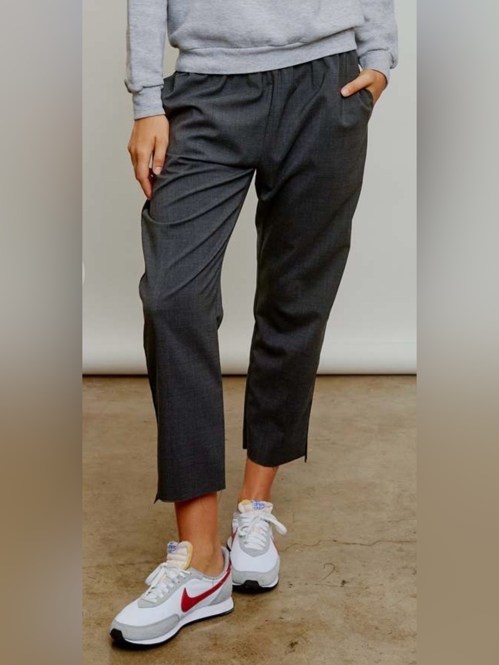 Aquarius Cocktail Tux Suiting Pants Pull On Trousers Gray Wool Blend Size 1/S